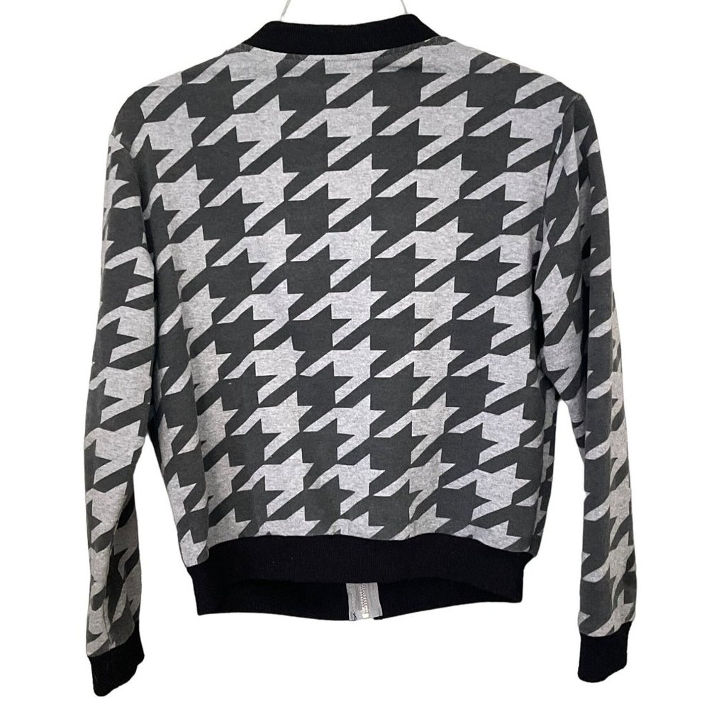 Extelle Houndstooth Zip Up Jacket Size S / M Bling Skull, Cotton Black Gray Rock - Picture 2 of 8